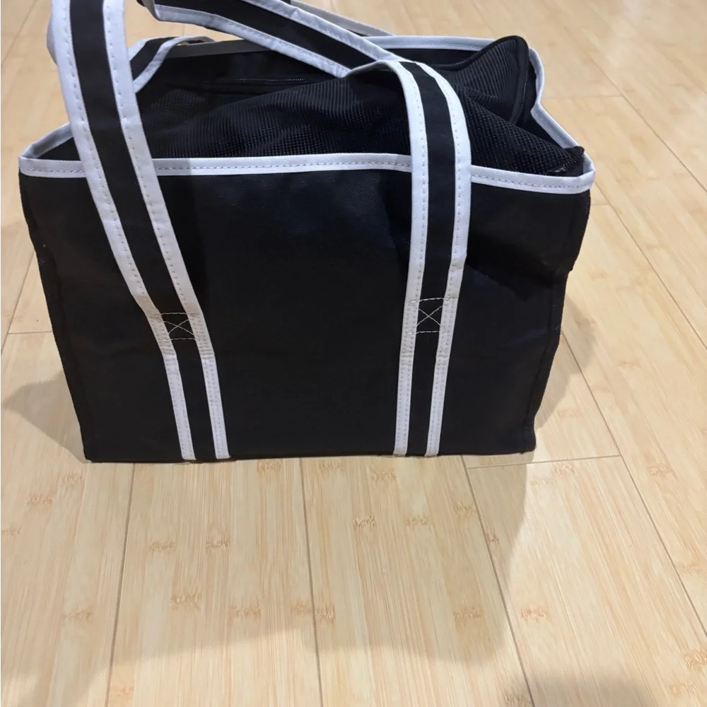 Black and White Soft Sided Pet Tote with Pocket